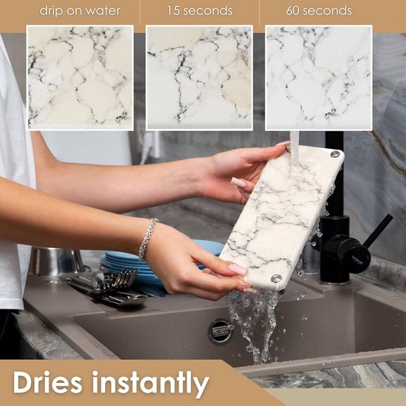 NWT Stone Marble Tray Fast Drying Stone Sink Kitchen Soap Caddy 9.8x3.9 inches - Picture 2 of 6